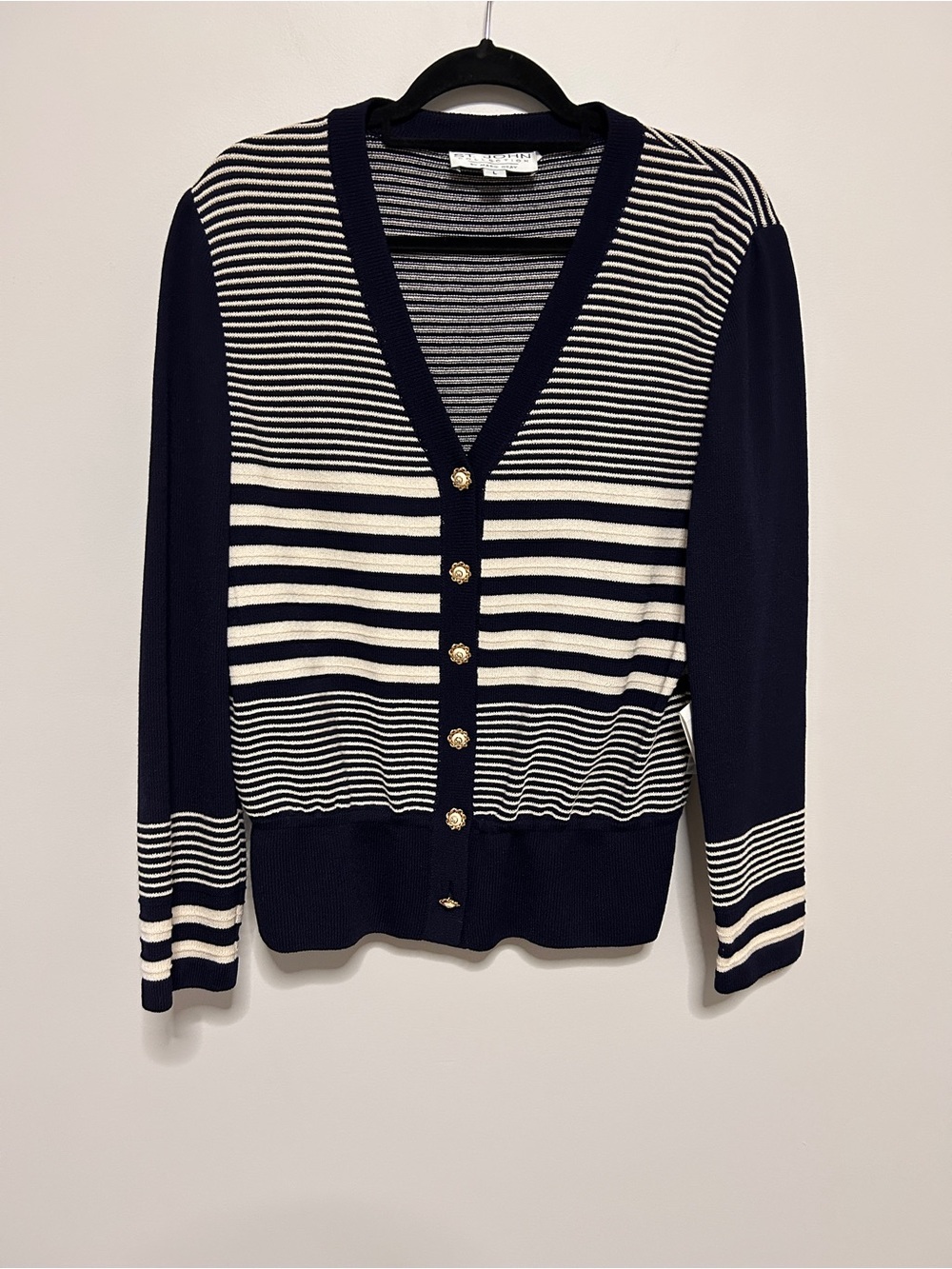 St, John Collection by Macy Gray Women’s size Large Navy White Gold Buttons Wool